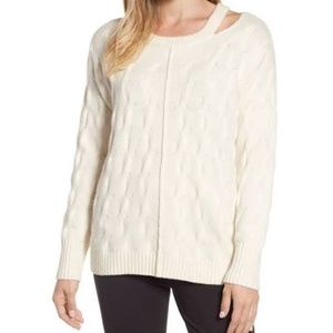Vince Camuto Cable Knit Cut Out Pullover